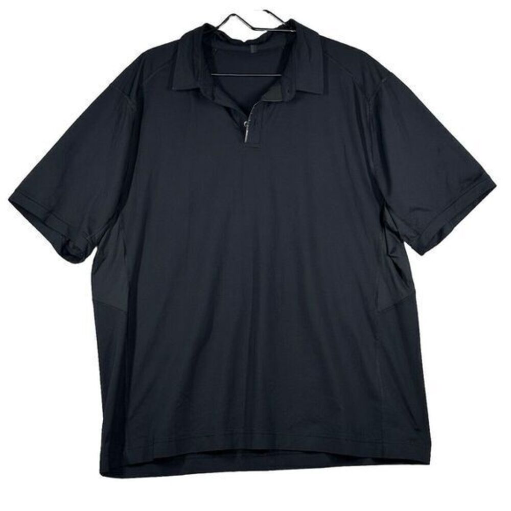 lululemon polo shirt‎ mens large Black Active Performance Golf